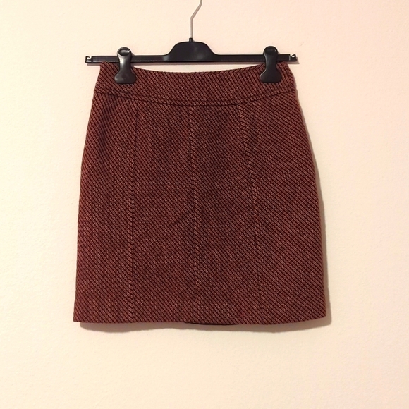 Ann Taylor Women's LOFT Wool Blend Brown Pencil Skirt Stripes Pattern Zip Size 2 - Picture 2 of 9